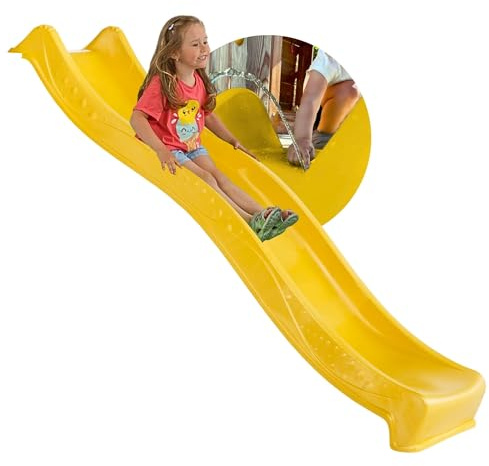 SPIELTURMKING Kinder Rutsche 2,30 m Outdoor Garten Spielgeräte, Gelb | Stabile Wasserrutsche für Kinder, Alternative zu Indoor Spielgeräten, Wellenrutsche für Podesthöhe 1,25 m