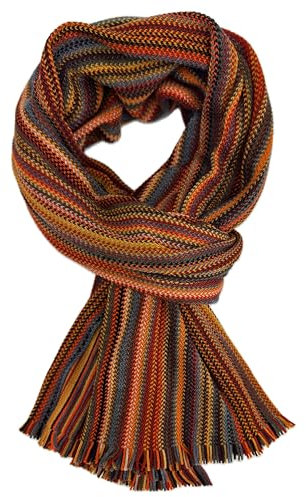 Rotfuchs Wollschal Strickschal Herrenschal Warm & weich Unisex Wolle gestreift multi orange braun