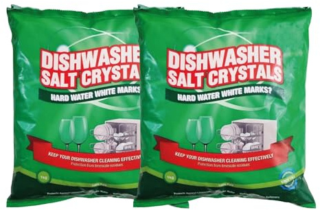 Dishwasher Salt 1kg (Pack of 2) | Pure Salt for Sparkling Clean Dishes & Limescale Prevention | Water Softener | Eco-Friendly Cleaner