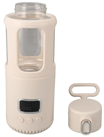 Tragbarer Milchwärmer, 350Ml Wasser und Flaschenwärmer, Schnelles Aufheizen für Babynahrung, Vielseitiger Kabelloser Wasserkocher über USB Wiederaufladbar für Reiseauto