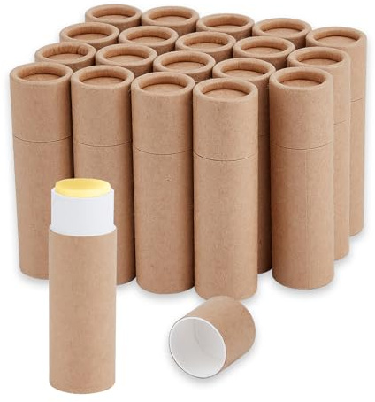 NICENEEDED Tubes de Baume à Lèvres en Carton 20 pièce Tube de Rouge à Lèvres en Papier Kraft Rechargeable Contenant Rond en Carton Vide pour Brillant à Lèvres
