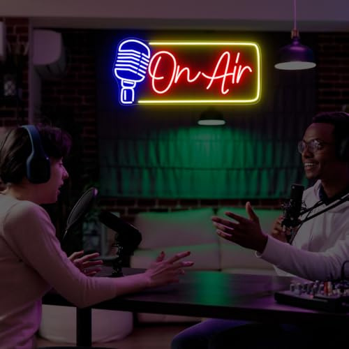 On Air LED Neonschild Podcast Studio Streaming Coole LED Schilder | Spielzimmer Wandkunst Dekor Szenen Dekor, Akustik Musik Club Studio