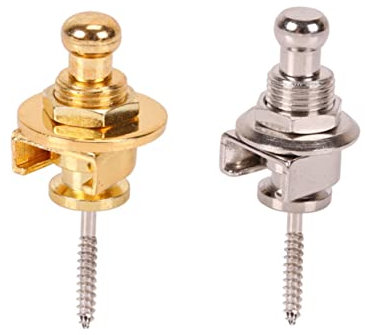 Vaguelly 2 Stück Gitarrengurt Verschlussnägel aus Metall mit Rutschfestem Design Sicherer Gitarrengurt Stopper für Gitarren und Bässe Musikinstrumentenzubehör Goldfarben
