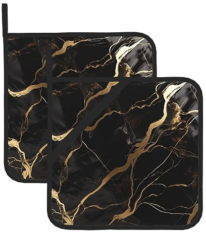 2 presine per cucina resistenti al calore presina nero oro marmo caldo pad per controsoffitti forno presina per cottura cottura cucina tappetino caldo sottopentola 20,3 cm Hot Pad