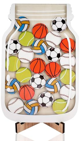 SUPRROW Belohnungsglas Kinder Ball Reward Jar,belohnungssystem Kinder,Belohnungssystem Klassenzimmer,Fußball Basketball Tennis Anreizglas aus Holz,für Gebrauch zu Hauseund in der Schule