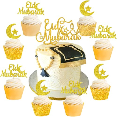Eid und Ramadan Dekorationen für Zuhause Umrah Mubarak Cake Topper | 13 PCS Eid und Ramadan Dekorationen für Zuhause - Umrah Mubarak Cake Topper und Festliche Dekorationen