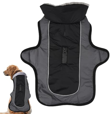 Hundemantel – Hunde-Winterjacke, Winddichte Winterjacke | Verstellbare warme Haustier-Oberbekleidung, reflektierendes Design, Winter-Hundekleidung, Nachtsicherheit, weiches und bequemes Fleece-Futter