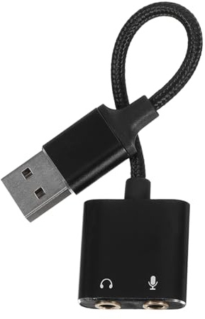 SMASOLO Usb Headphone Converter and Microphone Adapter for Pc and Laptop, External Sound Interface Usb Audio Cable with Dual Audio Output, Compatible with Computers and Smartphones, Black