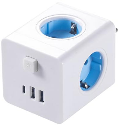 Fellflying Adaptador de Enchufe Eléctrico - Toma de Corriente para Cargar,Adaptador USB de Viaje Protección contra Sobrecarga para Portátil Teléfono