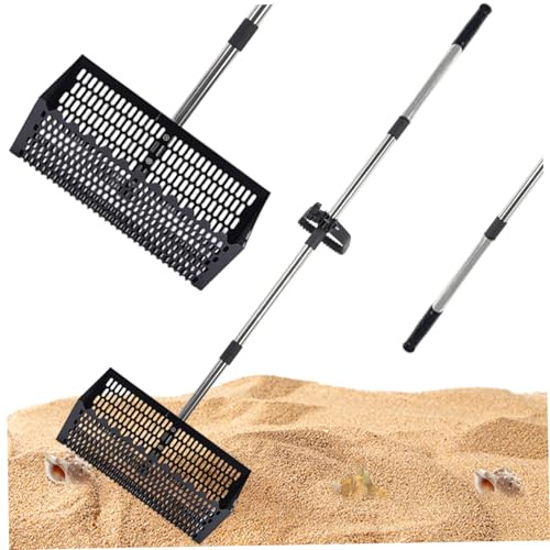 Rake de pulgas de Arena, rastrillo de Arena de Grado Comercial con Mango ergonómico y Dientes de Tiburones Largos y Pesados, para coleccionar pulgas Conchas Marinas, para la Playa