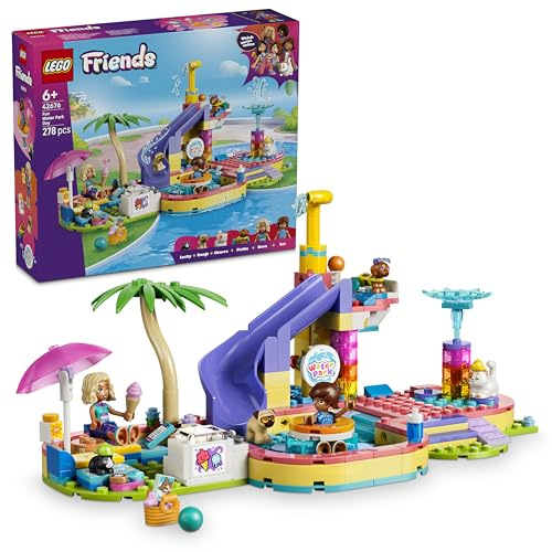 LEGO Friends Une Fabuleuse Journée au Parc Aquatique - Jouet Miniature avec Toboggan, 2 Mini-Poupées, 4 Figurines d'animaux & Accessoires pour Mascottes - Cadeau d'anniversaire pour Fille 6 Ans 42676
