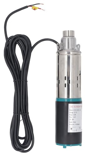 YWBL-WH Direct Current Screw Pump, 12V Stainless Steel Submersible with 30m Head 1.³/H Flowrate for Deep Well Reservoir Solar Power