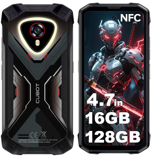 CUBOT Kingkong Mini 4 Rugged Smartphone Android 15, 16GB+128GB/1TB Rugged Mini Phone, 90Hz/4.7'' Display Small Mobile Phones, Camping Light, 48MP Camera, 4700mAh, 4G Dual SIM/Face ID/NFC/IP68