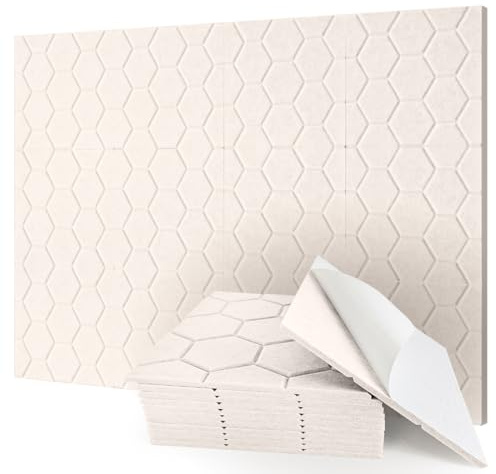 12 Stück Akustikplatten Selbstkleben, Schallabsorber, 30x30x0.9cm, Filz Acoustic Panels, für Tonstudio, Wohnzimmer, Gaming Deko, Kinderzimmer, Buero, Wand, Decken (Hellbeige)