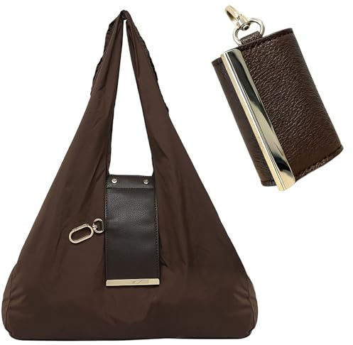 SoundZero Bolso Tote Con Llavero, Plegable Bolso Tote Con Llavero, Bolsa Grandes Compra Plegable marrón, Mini bolso mano con llaveros, Keychain Tote Bag