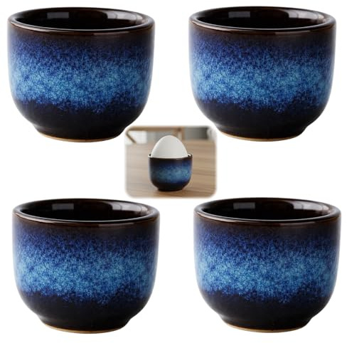 PjuQow 4 Eierbecher, Eierbecher Keramik, Eierbecher Steingut, Frühstücksgeschirr, Keramik-Eierbecher, Steingut-Eierbecher, 4er Set, Ideal für Frühstückstisch