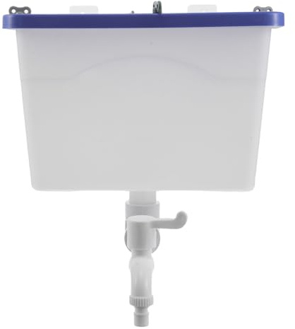 Veemoon Tanque de Agua de Plástico Montado en Pared con Grifo, Capacidad 8 Litros, Estilo Antiguo, Pequeño y Cuadrado, Contenedor para Baño y Peluquería, Almacenamiento para Espacios