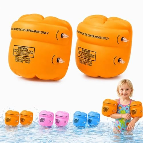 Braccioli Bambini 1-6 Anni – Aiuto per il Nuoto – Gonfiabili Rotondi Sicuri e Comodi per Piscina e Nuoto, Adatti a Bambini 11-30 kg (Arancione)