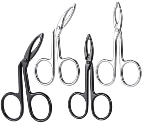 GALPADA Pinzette per Sopracciglia 4 Pezzi in Acciaio Inossidabile Punte Curve e Dritte, Forbici per Modellare e Depilare Viso e Barba, Strumenti Portatili per Cura di Donna e Uomo