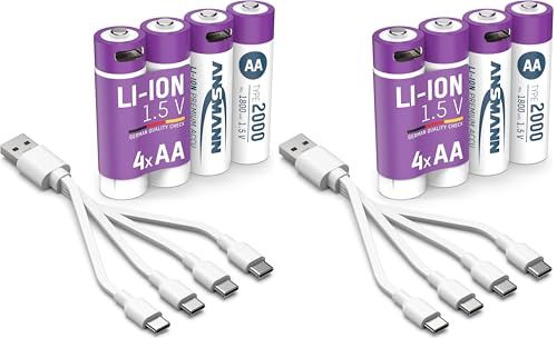 Ansmann Mignon AA 2000 Typ USB-C 4er Blister (1800 (Confezione da 2)