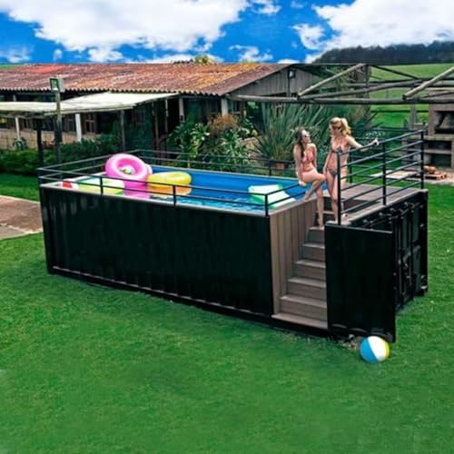 Piscina prefabricada sobre el suelo, piscina modular con contenedor de fibra de vidrio - Piscina de patio trasero con marco de acero, piscina modular al aire libre