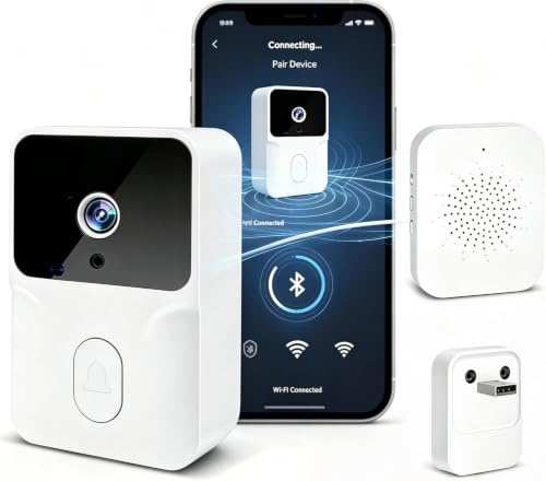 Genérico VideotimbreTimbre Inalámbrico con 2.4GHz WiFi, HD Vídeo Timbre Puerta Inteligente con Cámara, Visión Nocturna, Audio bidireccional, Instalación Fácil por App Cuenta Propia