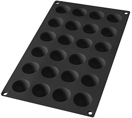 Lékué 620220 Mini-Halbkugel Backform, Silikon, schwarz, 24 Mulden , 30 x 17.5 x 1.2 cm