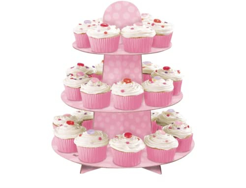 Unique Party Supplies Babyparty-Cupcake-Ständer - Rosa Punktmuster, 13H x 11.75W