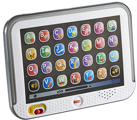 Fisher-Price Lernspaß-Tablet, Babyspielzeug mit Lichtern, Musik, Motorikspielzeug, Lernspielzeug für Buchstaben, Wörter, Spielzeug ab 1 Jahr, Deutsche Version, CDG57