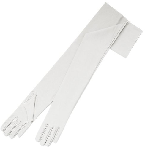 Greatlookz Shooting Stars Matte Satin Opera Length Gloves, Diamond White