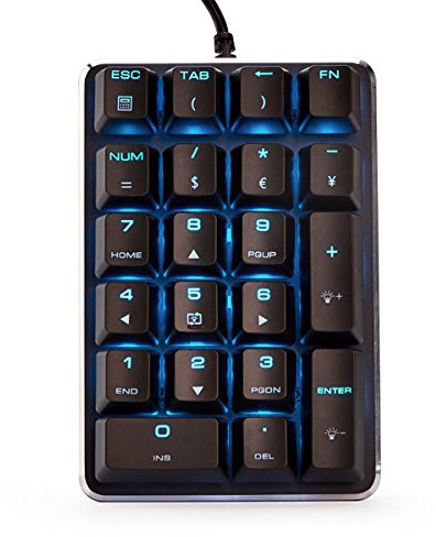 Qisan Mechanical Numeric Keypad Brown Switch Wired Ice Blue Backlight Gaming Keypad/Keyboard 21 Keys Portable Mechanical Numpad Extended Layout | Laptop Accessories | keypad for Computer