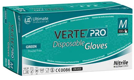 UCI DG-VERTEPRO Nitrile Powder Free Gloves - Green - X Large - Box of 100