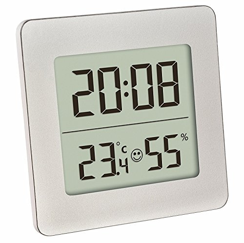 TFA Dostmann 30.5038 Digitales Thermometer Hygrometer Raumklima-Kontrolle (Silber mit Batterie)