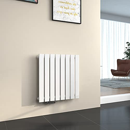 EMKE Heizkörper Horizontal 630x620mm, Design Flachheizkörper Einlagig Moderne Heizkörper Flach Paneelheizkörper Seitenanschluss Weiß 450W