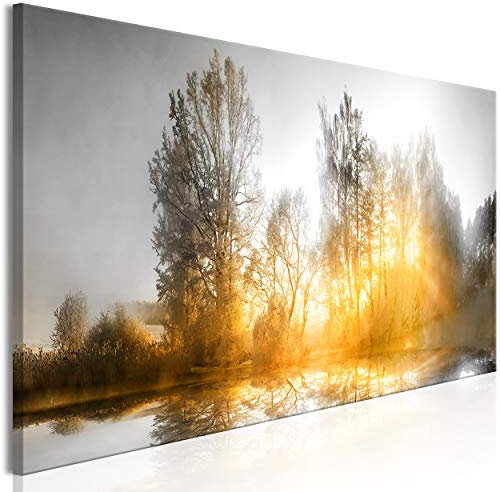 decomonkey Bilder Landschaft 120x40 cm 1 Teilig Leinwandbilder Bild auf Leinwand Vlies Wandbild Kunstdruck Wanddeko Wand Wohnzimmer Wanddekoration Deko Baum
