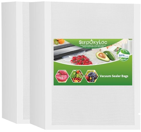 SurpOxyLoc 200 Pack 20x30cm Food Vacuum Sealer Bags Heavy Duty | BPA Free PreCut Food Grade,Commercial Grade,Heavy Duty Embossed Vacuum Food Freezer Bags,Great for All Vacuum Sealer