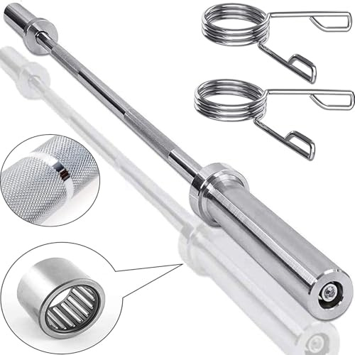 MAXSTRENGTH Barra olímpica de 2 pulgadas con cierre de resorte para levantamiento de pesas culturismo cromo para hombre entrenamiento fitness equipo de ejercicio pesado color plata tamaño 6 pies