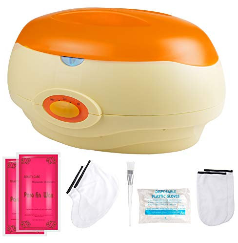 SWAWIS Paraffinbad Set, Paraffinbad für Hände und Füße 200W, Parafin Wachsbad für Hände mit Zubehör und 2x 450g Rosa Paraffin Wachsbad Versorgt die Haut mit Feuchtigkeit, Orange