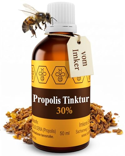 Nordbienchen Propolis Tinktur 30% - 50ml naturreine Propolis Tropfen direkt vom Imker - natürliches Rachen Spray, als Nagelserum, zum Gurgeln, bei Hautunreinheiten, uvm. Extrakt Serum