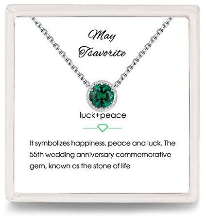 Presentski Geburtsstein Halskette 12 Monate Birthstone Solitär Kette 925 Sterling Silber Halskette Anhänger Edelstein Personalisierte Kette Jubiläum Geburtstag Geschenk für Damen Mädchen