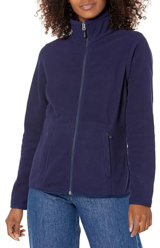Amazon Essentials Women's Classic-Fit Full-Zip Polar Soft Fleece Jacket, Outerwear Coat with Cuffs (Available in Plus Size), Navy, X-Large