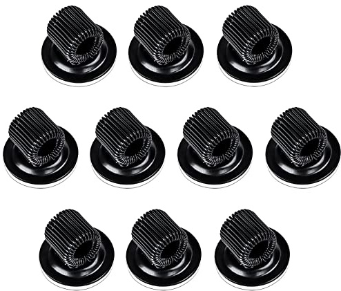MoonSing Clips de Soporte de Bolígrafo, Portalápices Autoadhesivos, Organizador de Clip Lápices con Anillo de Resorte Ajustable para Pizarra Refrigerador Tablero Mapa Boletín, Negro (10 Piezas)