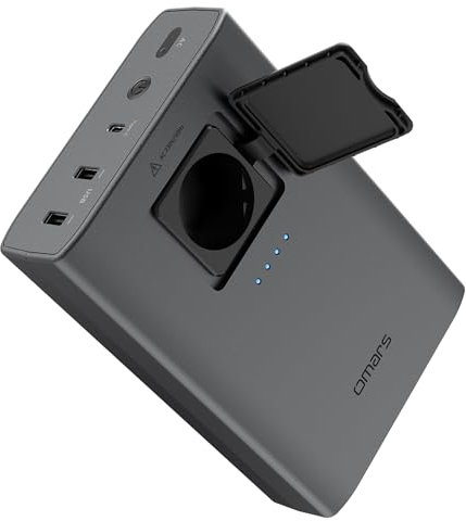 Omars Cargador de portátil 24000 Mah/88wh, Cargador de Gran Capacidad con 90w AC Socket, 18W USB C,PD Entrada/salida, salida USB A, paquete de baterías de carga rápida de emergencia