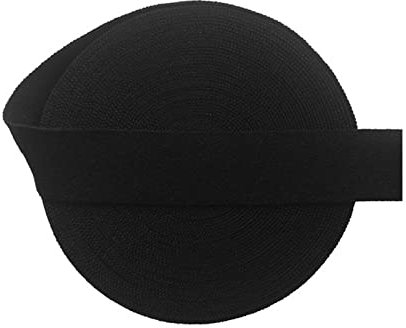 PWHUYJLEY 10M Faltgummi Spandex Elastisches 20mm Einfaßband Gummiband für Manschetten,Shorts,Tagesdecke (Schwarz)