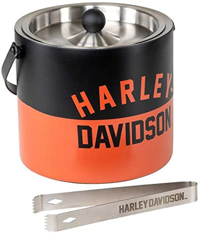 Harley-Davidson Retro H-D Text Eiskübel, doppelwandig, Edelstahl mit Zange
