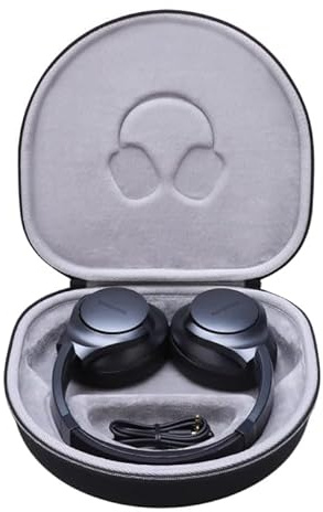 L LTGEM Carrying Headphones Case Compatible with Anker Soundcore Life Q20, Q20i, Life Q30, Q11i, H30i,Space Q45 Noise Canceling Headphones with Removable Accessory Case（Black+Grey）