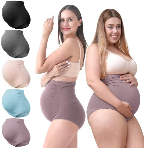 SUNNYBUY Maternity High Waist Underwear, Pregnancy Seamless Soft Panties