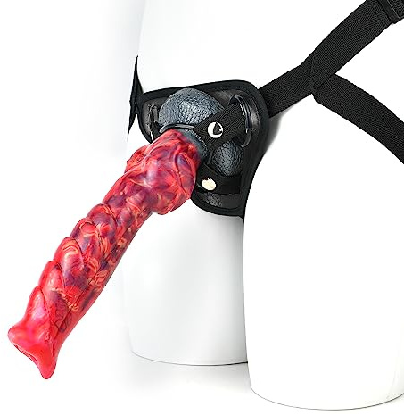 Bad Dragon - Aosoul Monster Dildo Strap-on Dildo Analplug realistischer Silikondildo mit Saugnapf Sexspielzeug Unisex vaginal und anal Dildo mit Harness Silikonhose (Fire Dragon, Black)