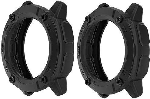 HUAYUWA Weiche TPU-Schutzhülle (schwarz + schwarz), kompatibel mit Garmin Instinct 2 x Solar-Smartwatch-Schutzhülle, 50 mm, für Instinct 2 x Solaruhren-Zubehör, 2 Stück
