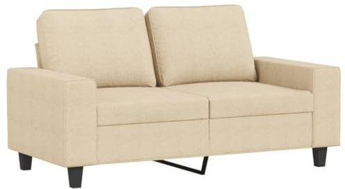 vidaXL Sofa 2-Sitzer, Loungesofa Couch mit Armlehnen Rückenkissen, Wohnzimmersofa Designsofa mit Metallgestell, Sitzmöbel Zweisitzer, Creme Stoff